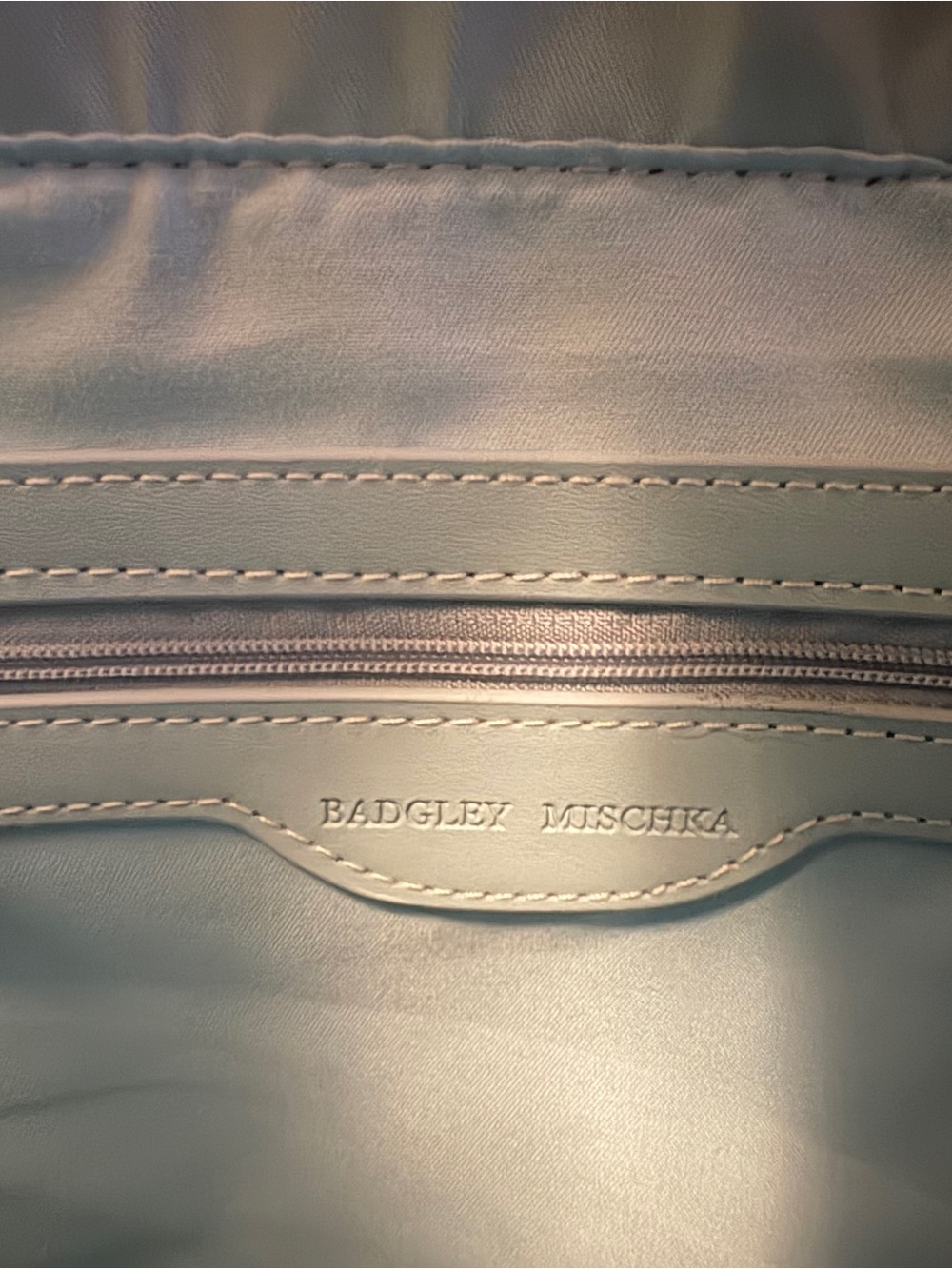 Badgley Mischka Light Blue Quilted Vegan Leather Gold Chain Tote NWT - Picture 10 of 12